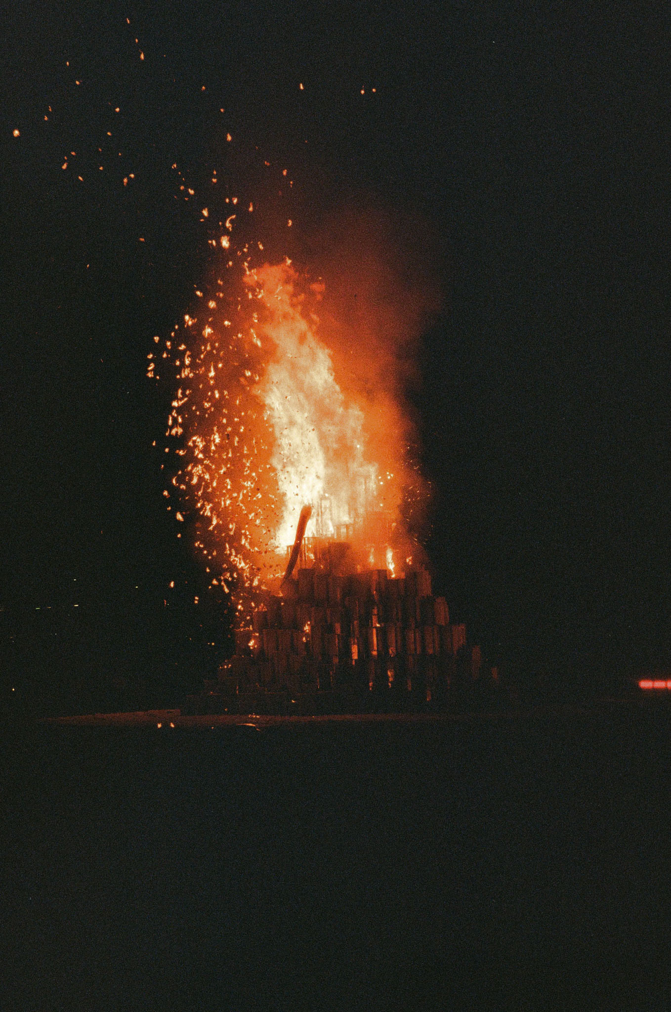 picture of a big constructed fire